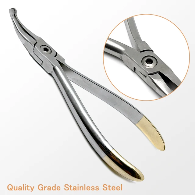 Dental Plier Dental Orthodontic Plier Quality Grade Stainless Steel Plier Curved Tip Dental Gold Plated Handle