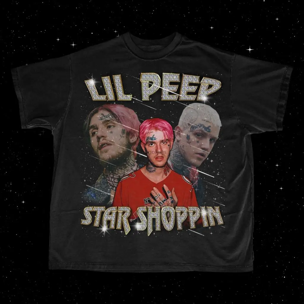 Lil Peep Star Shoppin Винтажная Футболка 90-е ботинки уличная одежда унисекс хип-хоп рэп |