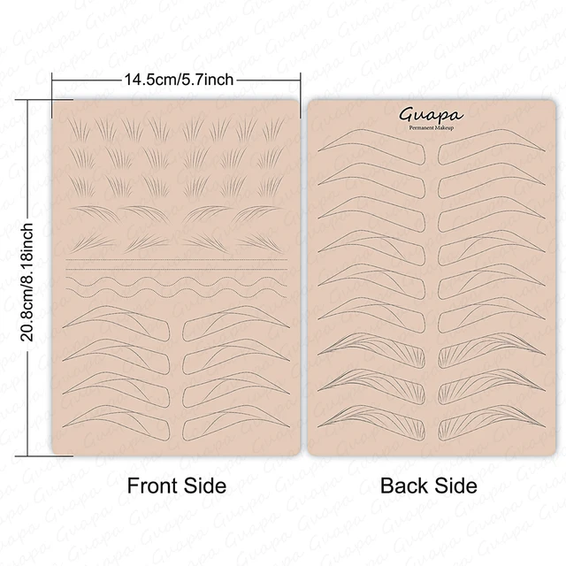1PC Asia Eyebrow Hair Stroke Pattern Pad Both Side Print Design Synthetic Skin Rubber Plate for