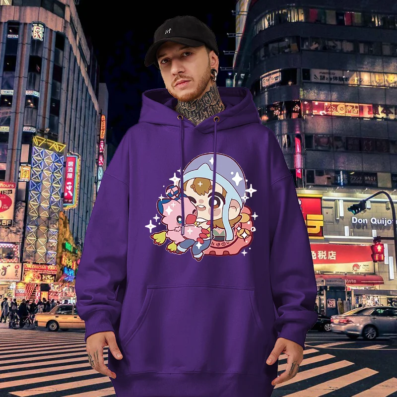 

Anime Digimon Hoodies Piyomon casual men's and women's pullover role-playing clothing autumn and winter street clothing