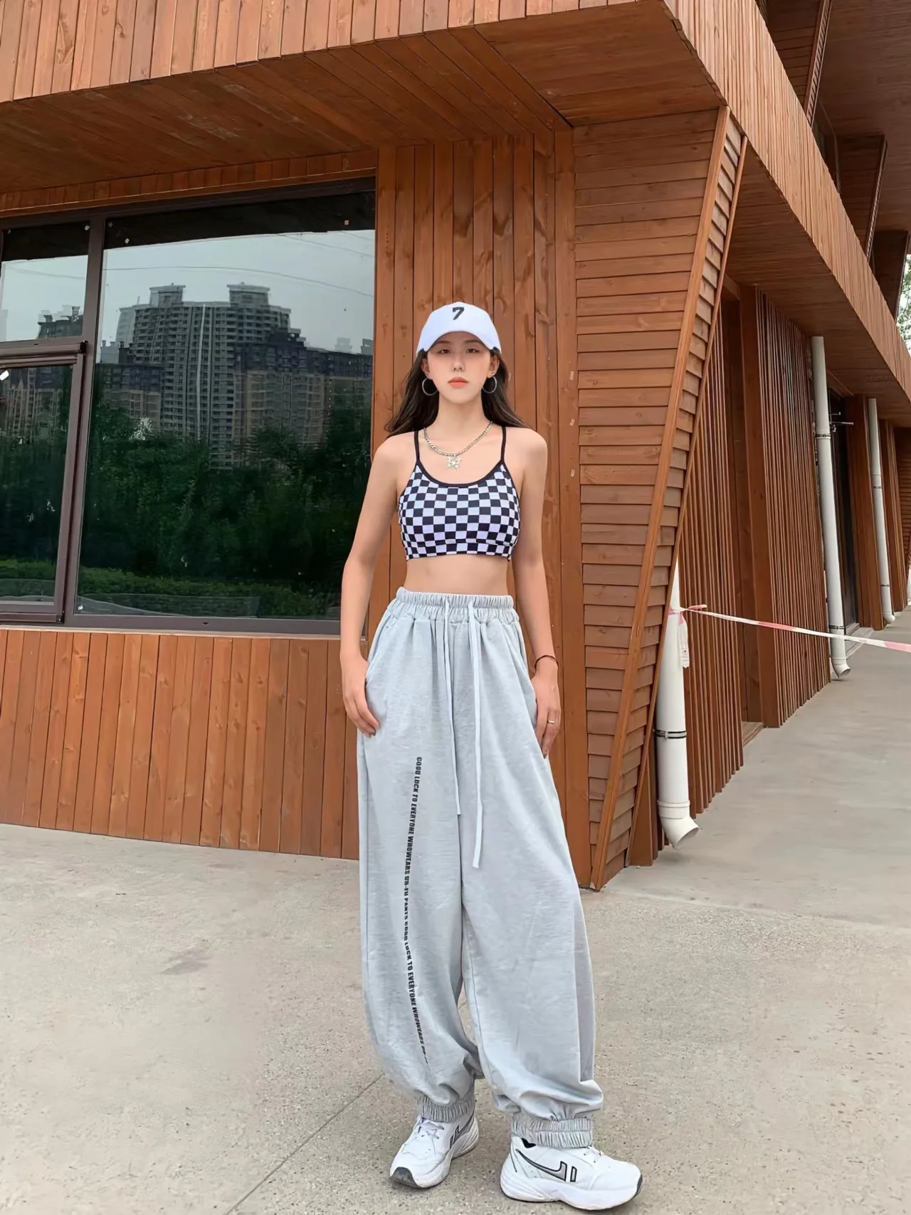 Europäische amerikanische Stil Frauen Hosen hohe Taille lässig Kordel zug Design Frau Hose neue Frühling Sommer y2k Hosen – Detail 6