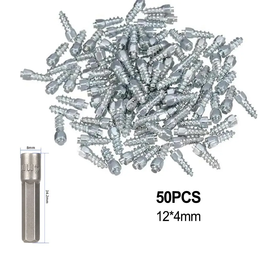50 Stück Reifen-Hartmetall-Schraubenspikes, rutschfeste Nägel für Auto, Motorrad, ATV, Schnee, Reifen, Spikes, harte Legierung, Bolzenschrauben – Detail 2