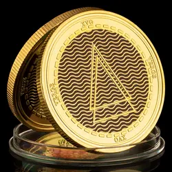 Golden Plated Cryptocurrency Commemorative Coin Souvenir (MAROON)