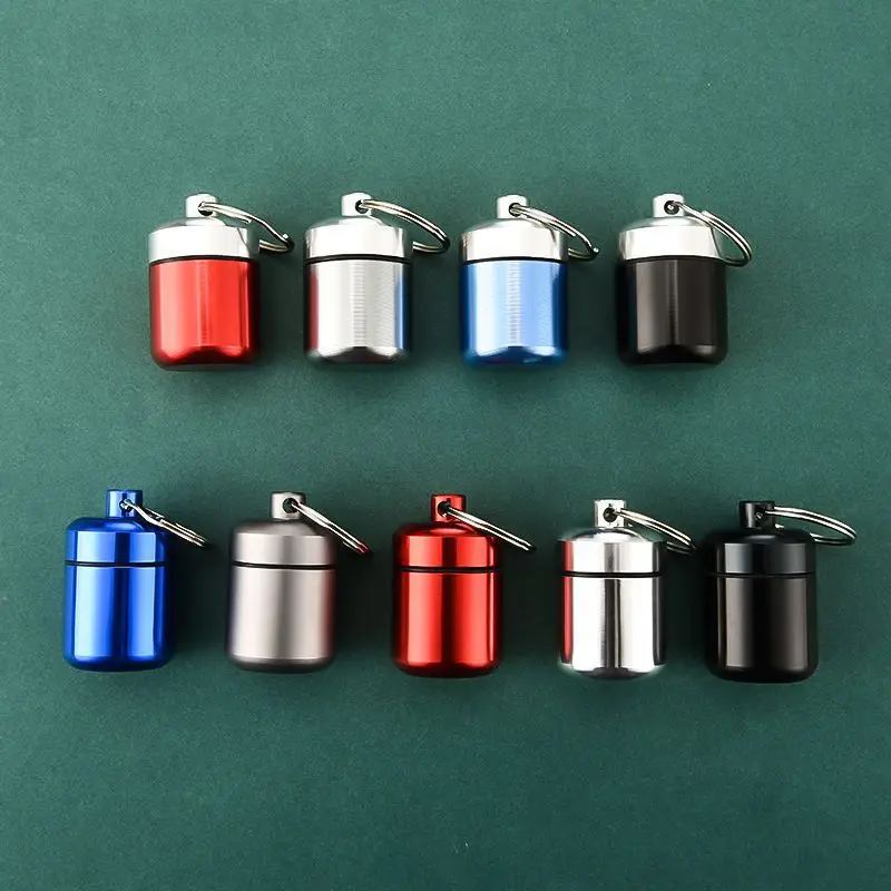1PC Metal Mini Waterproof Alloy Travel Pill Box Pill Bottle Cache Drug Holder Container Keychain Medicine Box Health Care