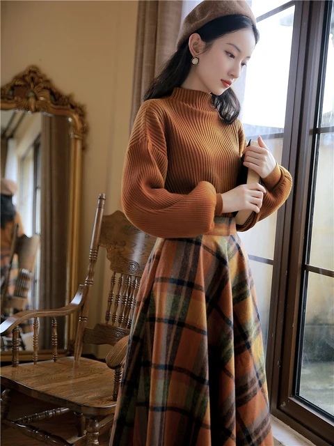  Sweater Vest Female Checkered Plaid Elegant British