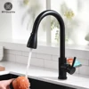 Black Pull Out Kitchen Sink Faucet Deck Mounted Stream Sprayer Kitchen Mixer Tap Bathroom Kitchen Hot Cold Tap 1