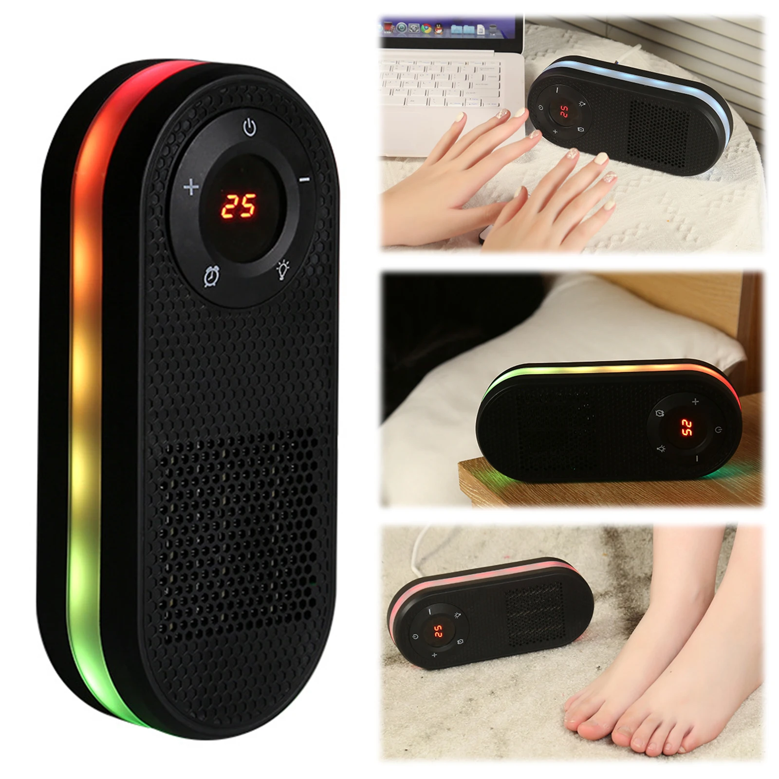 Small Quick Heat Room Warmer Remote Control Household Bathroom Heater 180 Degree Rotatable for Desk Table Bedroom Study Offices