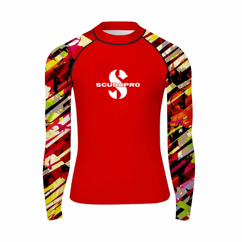 Men's Funny Swimwear Rash Guards Long Sleeve Surf T-shirt UV Protection Swimsuit Surfing Diving Swimming Skinsuit Rashguard