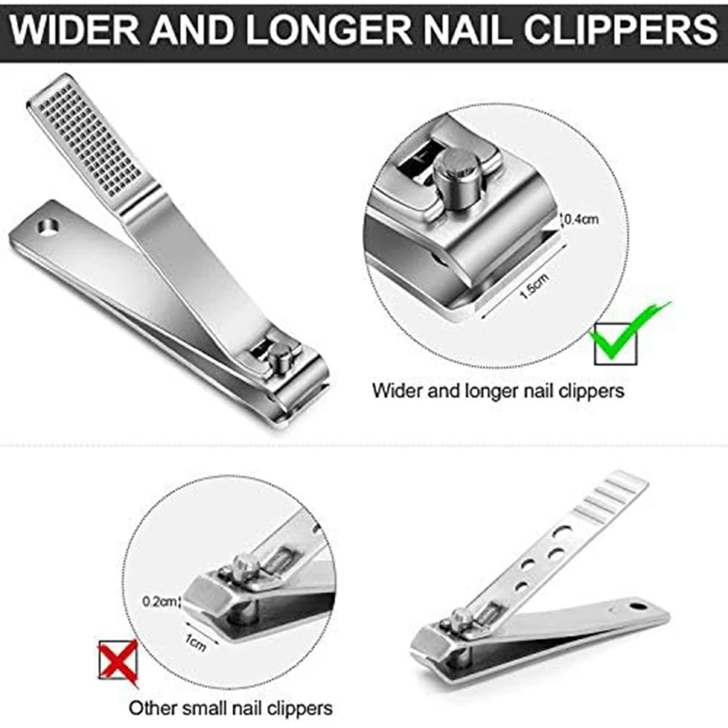 Toenail Clippers Straight Edge Toenail Clippers For Men Women Thick Nails, 6PCS,Silver