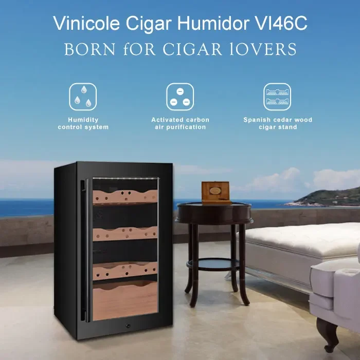 Cigar Cabinet Home Kitchen Humidor Showcase Humidity Controlled Cigar Coolers Small Electhomerefrigerator Electric Compressor