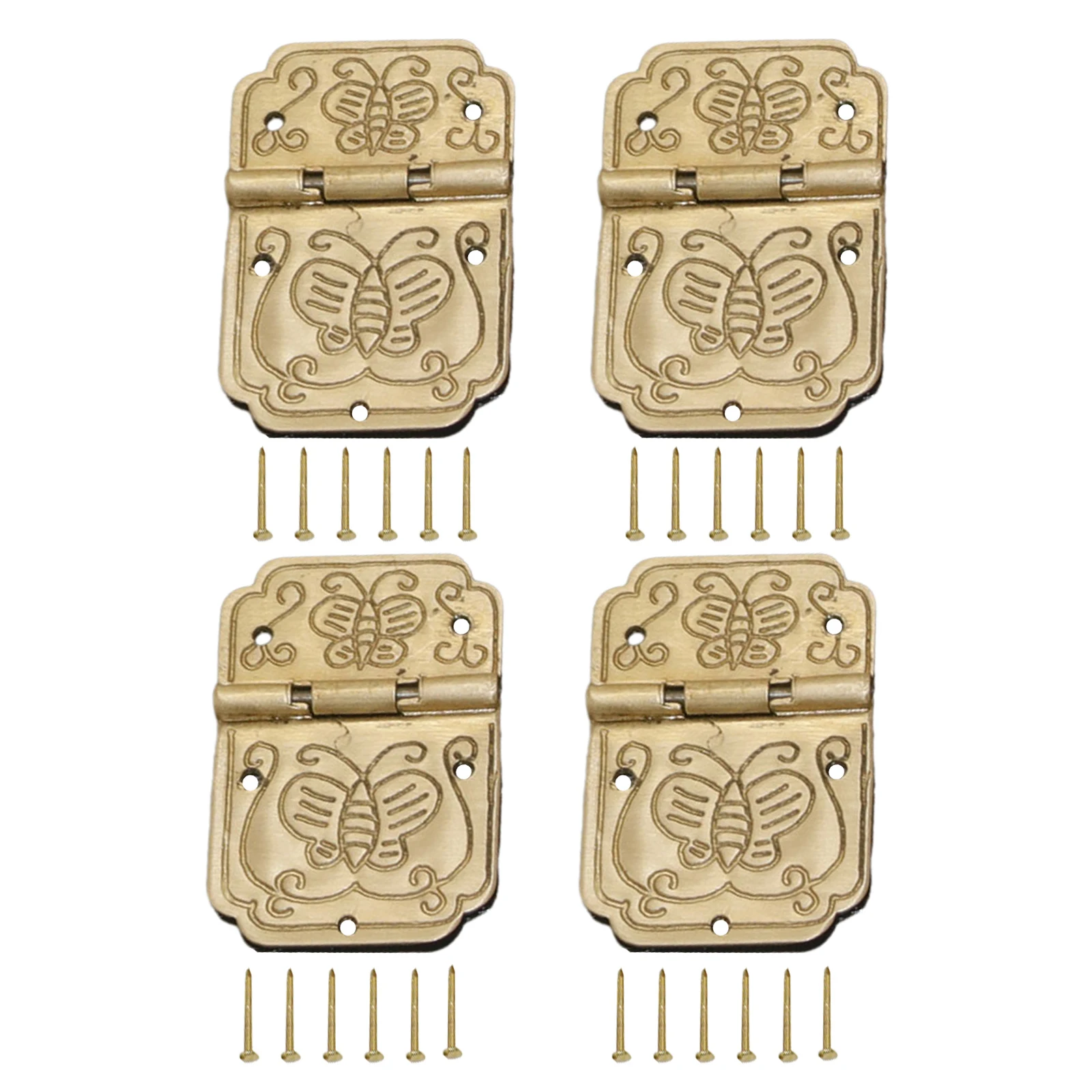 

4pcs Wooden Box Hinge Kitchen Cabinet Small Hinge Antique Door Cabinet Mini Hinges Jewelry Wooden Boxes Luggage Hinges Furniture