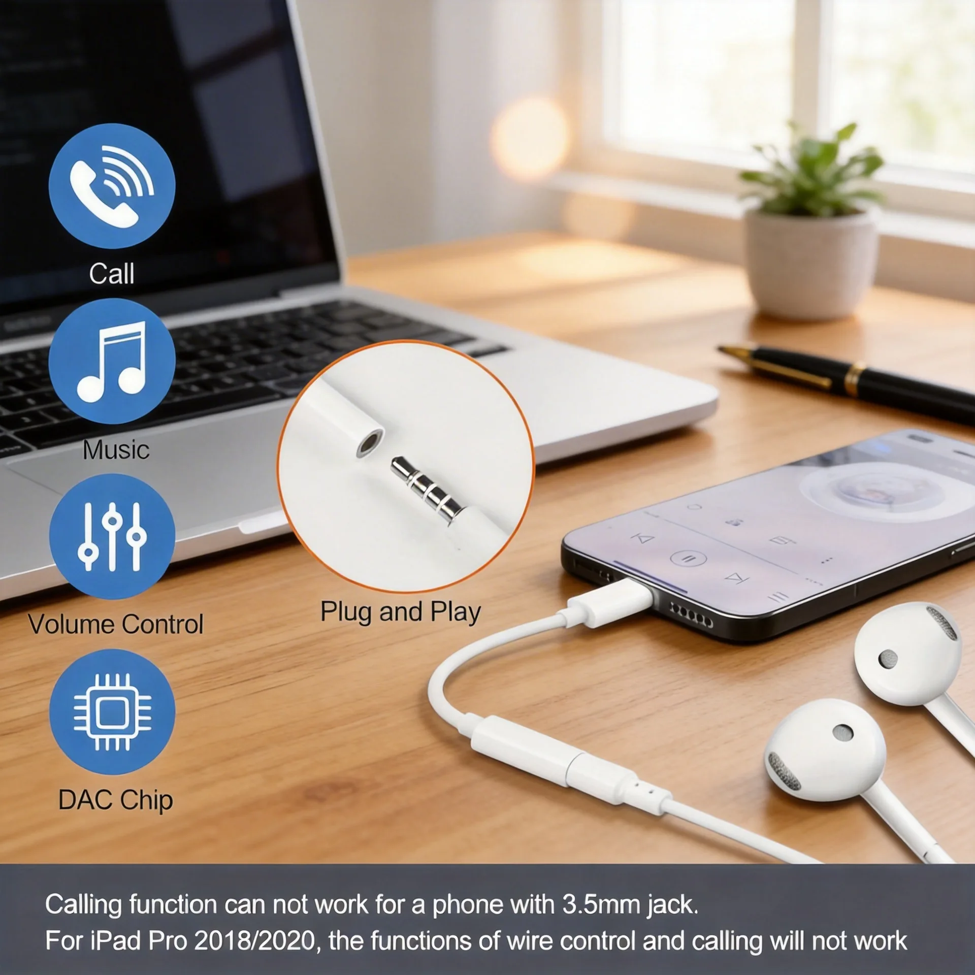 USB-C to 3.5mm 오디오 헤드폰 어댑터, 하이파이 키트, 스마트폰, 태블릿, PC, 15/16/17, 타입-C 컨버터 호환