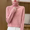 Fall/Winter new Women's sweater 100% Merino wool turtleneck pullover Fashion Color dot fork shoulder warm base knit shirt 3