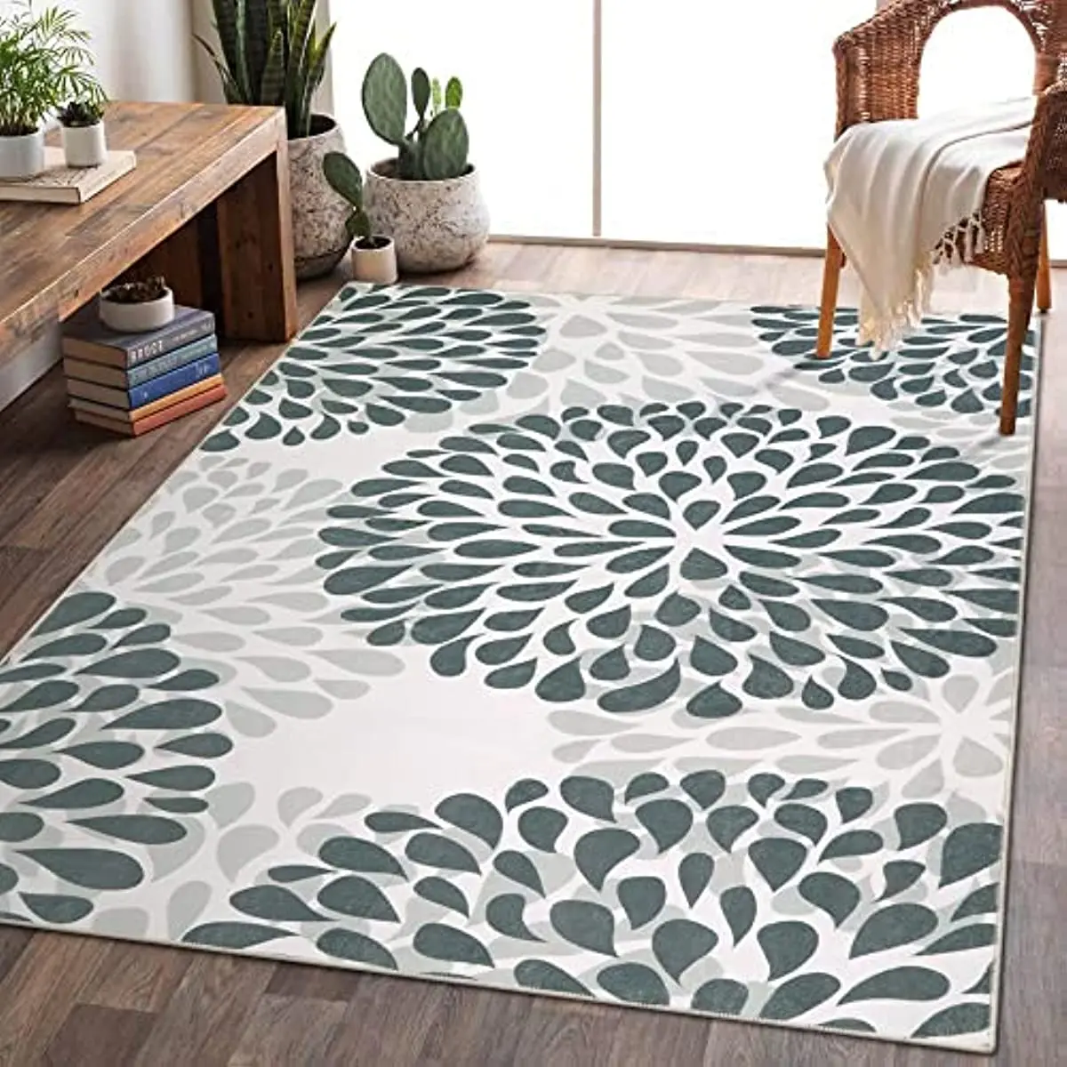 Modern Circles Floral Design Carpet for Living Room Home Decoration