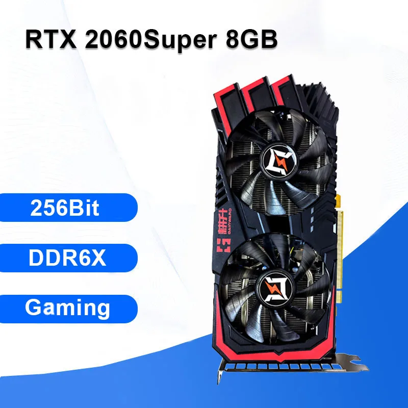  RTX 2060 Super 8GB Graphics Card Gaming GDDR6 256Bit 14000Mhz RTX2060s Mining PCI Express 16x3.0 Video Cards for Desktop 