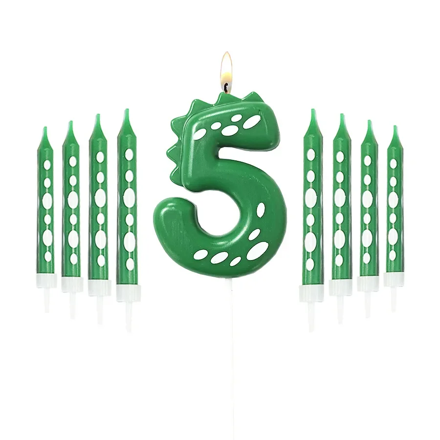 Bougie D'anniversaire En Forme De Dinosaure, Bougie Verte En