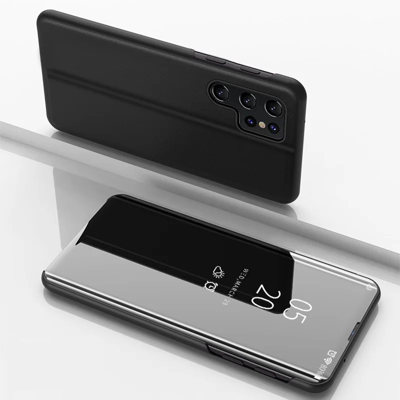 Premium Mirror Clear View Flip Stand Phone Case with Enhanced Protective Cover