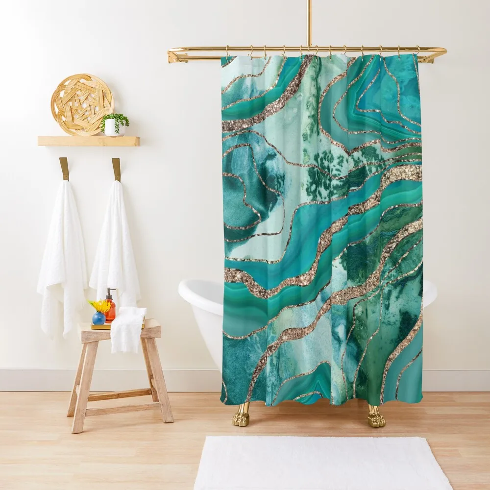 

Liquid Marble Agate Glitter Glam #5 (Faux Glitter) #decor #art Shower Curtain Bathroom Accessorys