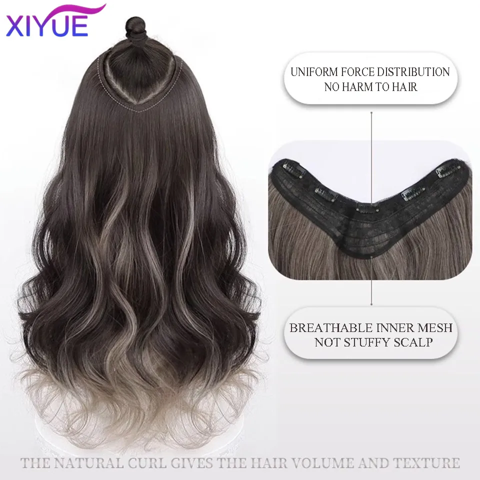 XiYUE   Synthetic U-shaped wig piece one piece wig women's long hair naturally fluffy and increases hair volume
