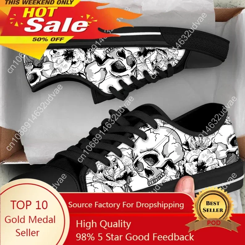 

Hot Shoes Sugar Skull Prints Fashion Mens Womens Casual Lace-up Vulcanized Shoes Classic Vulcanized Shoes for Ladies Sneakers