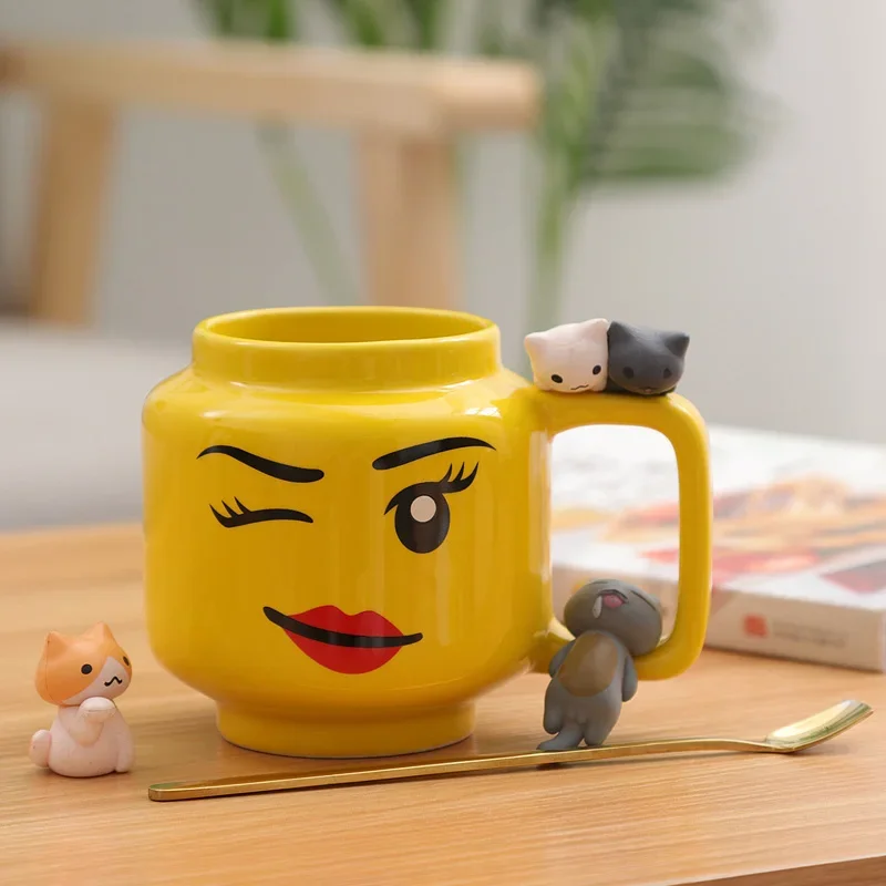 Friends Coffee Mugs Ceramic Cup Smiling Expression Face Cartoon Milk Tea Drinkware