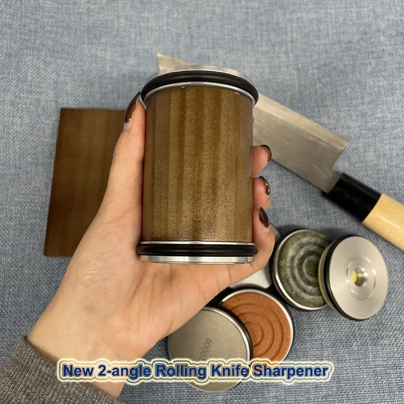 Knife Sharpener Rolling Knife Sharpener For Straight Edge Knife Sharpener Kit With 15/20&deg; Degree Magnetic Angle For Kitchen Knives Whetstone Set