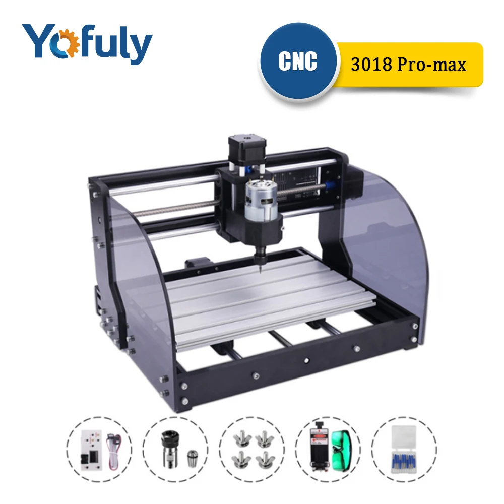 VEVOR CNC 3018 PRO Router Machine with Transparent Enclosure, GRBL Control  3-Axis Milling Engraver Engraving Machine, DIY CNC Router Kit , Offline  Controller, for Wood Acrylic Plastic PCB PVC Carving 