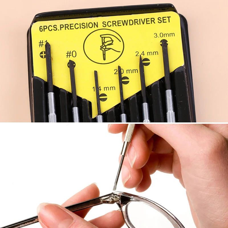 

6Pcs Glasses Repair Screwdriver Set With Slotted Phillips Bits Tool Steel For Watch Glasses Screw Driver Repair Tools