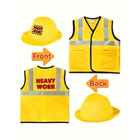 Costume de gilet de travailleur de la Construction pour tout-petits, ensemble de jeu de 5 pièces pour travailleurs, gilet réfléchissant jaune avec outils, déguisement de fête 5