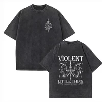Violent Little Thing Vintage Unisex Harajuku O-Neck Dragon Rider Short Sleeve Cotton T-Shirts Fourth Wing Fan Gift Shirts 1