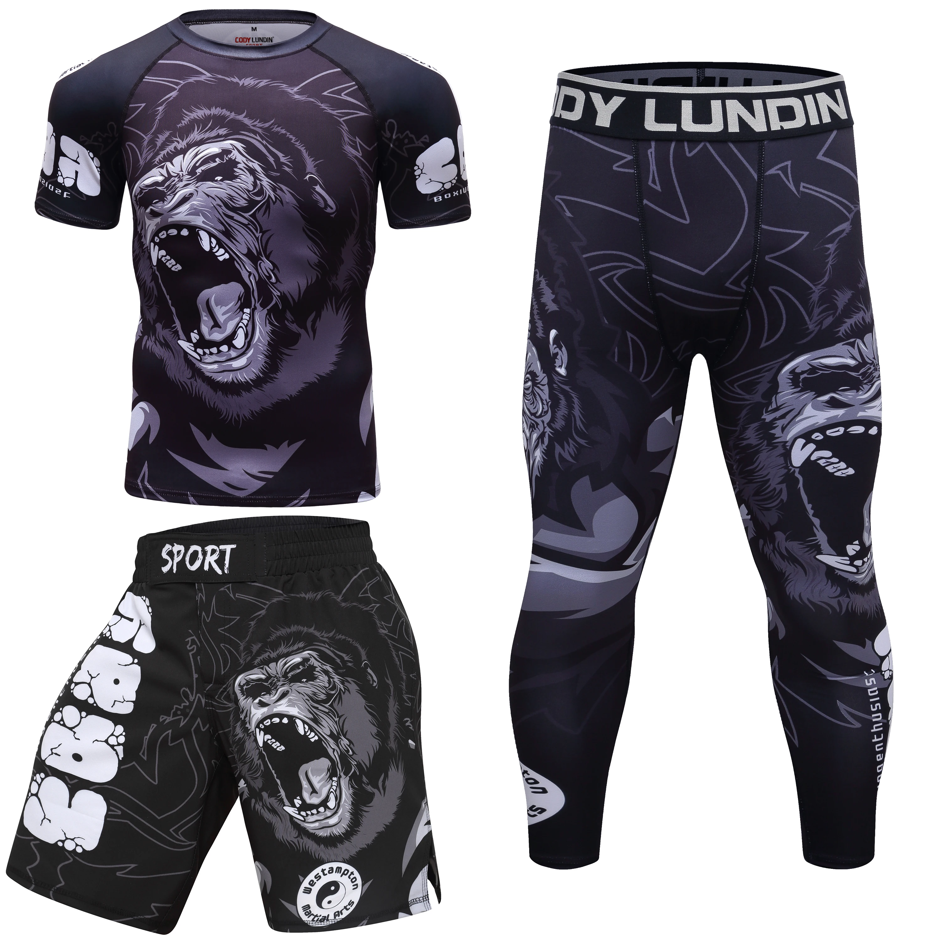 Cody Men Sportswear With Print Gorilla Men MMA Jiu jitsu No Gi Rashguard Bjj Fighting wear Athletic Tracksuit Boxing Jersey 5