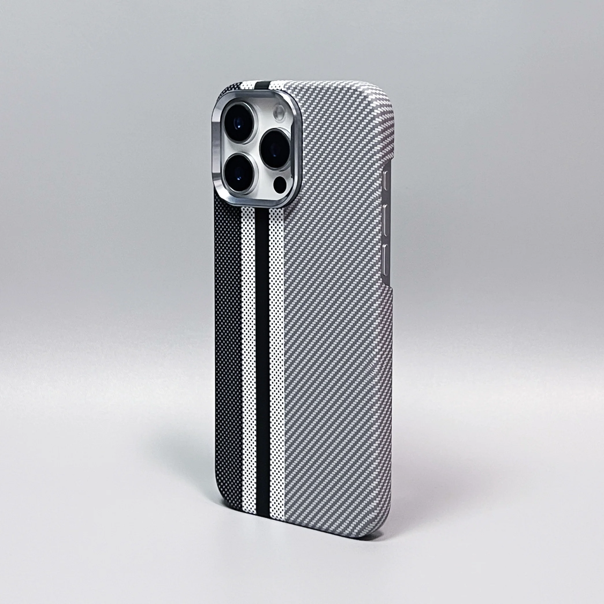 Ultra Thin Carbon Fiber Texture Magsafe Case with Wireless Charging and Alloy Lens Matte Hard Cover
