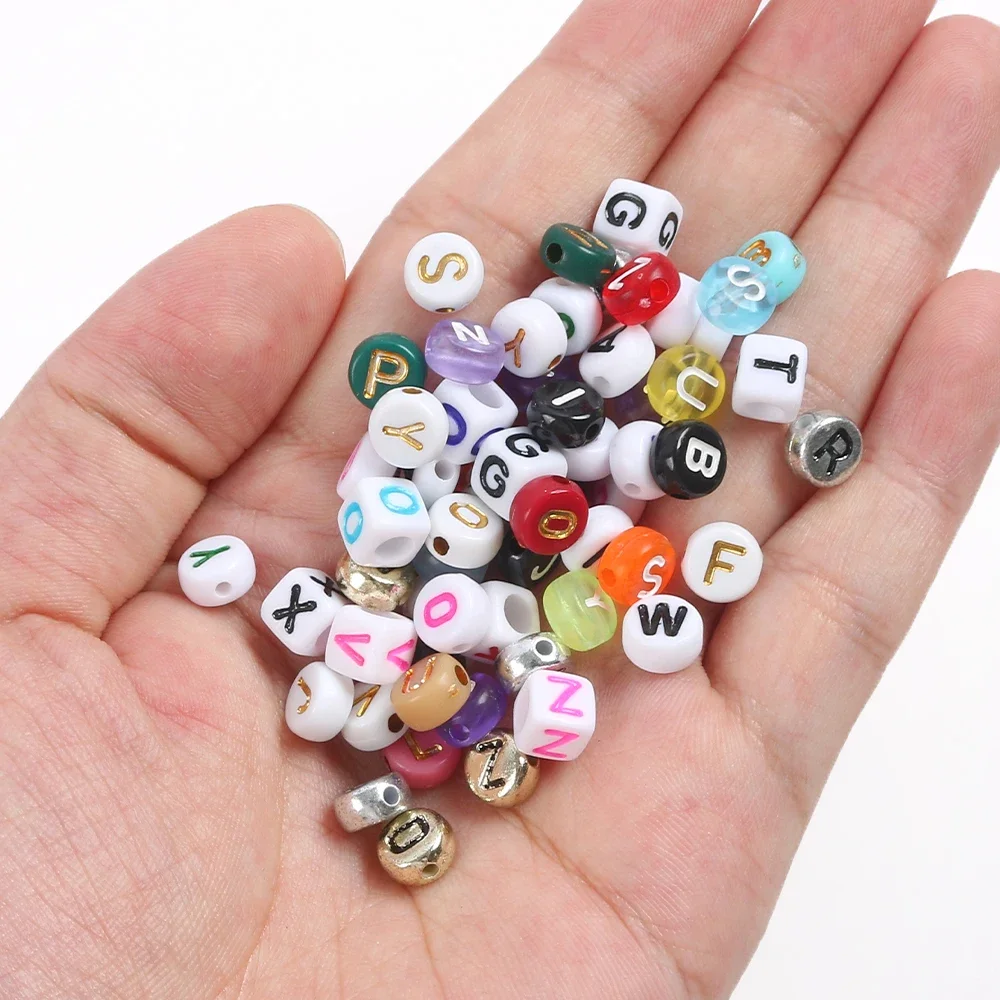 4x7mm 100pcs Mix Color Acrylic Spacer Beads Black Letter Charms Acrylic Beads For Jewelry Making Diy Handicraft Accessories