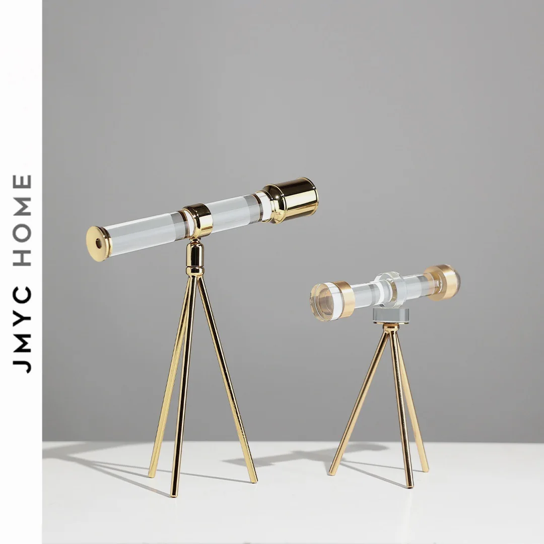 Modern luxury metal crystal high-end telescope model decoration study desktop decoration