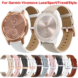 20mm Smart Watch Band For Garmin Vivomove Luxe Trend Sport Style HR Leather Strap Watchband Accessories