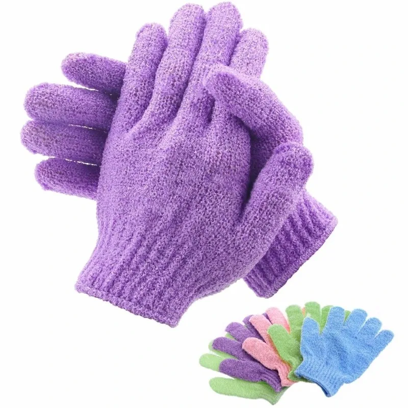 2PCS Exfoliating Shower Gloves Bath Mitt with Peeling Scrub for Skin Massage And Moisturizing Body Wash Set