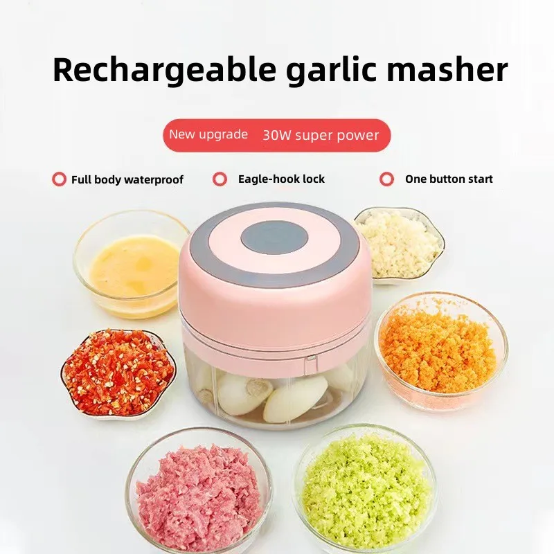 

100/250mL Mini Electric Garlic Chopper USB Charging Ginger Masher Machine Sturdy Durable Chili Vegetable Crusher Kitchen Tools