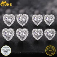TUHE Unisex VVS1 Heart Moissanite Women Earrings 925 Silver Fine Jewelry Earings 4MM/5MM Silver 925 Fashion Earrings Women Gift