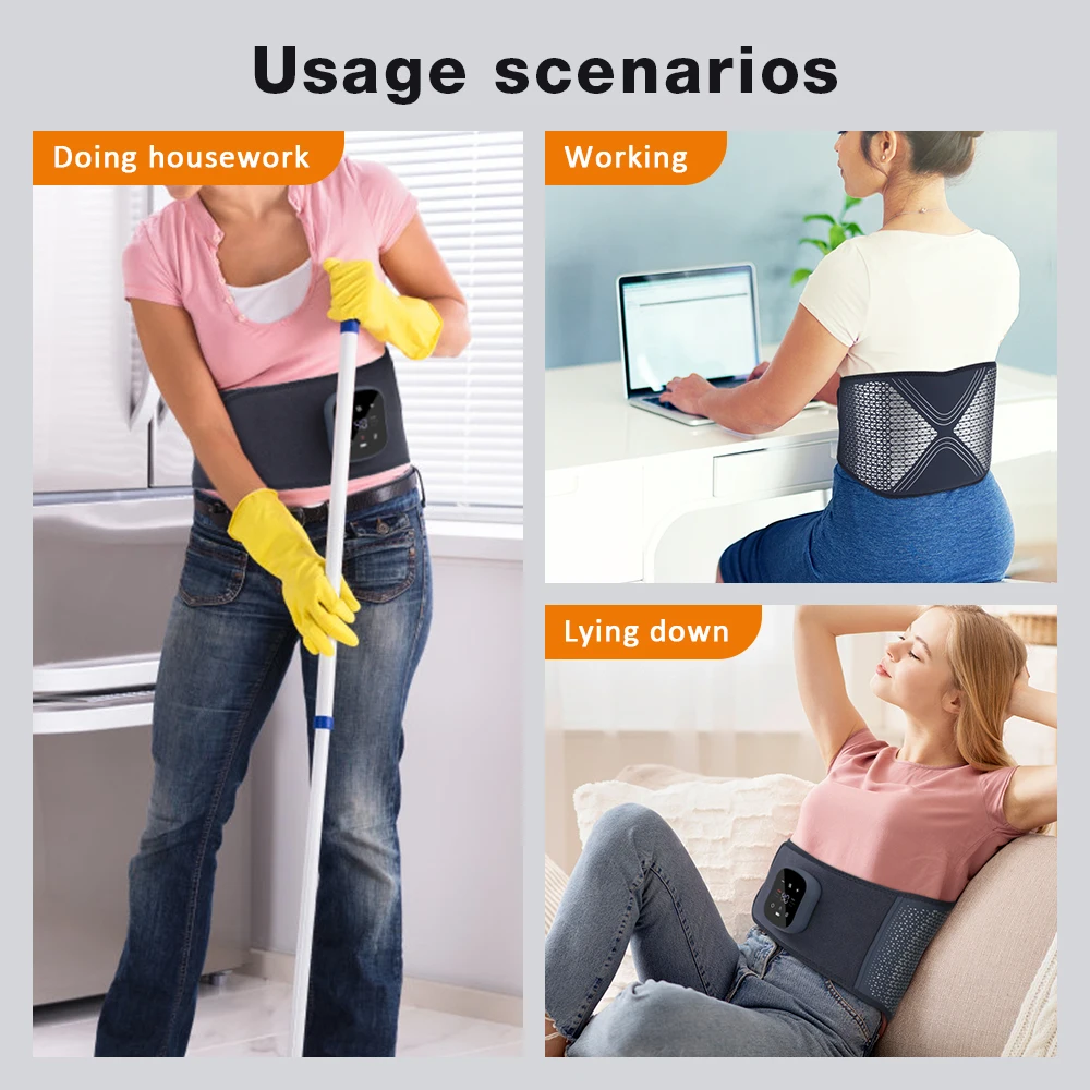Massaggiatore elettrico per la vita lombare con vibrazione intelligente al grafene, riscaldamento elettrico, impastamento a pressione d'aria, massaggio con impacco caldo_voghion.com