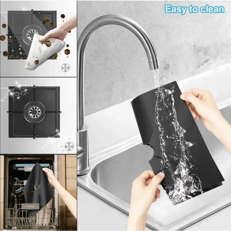 XPEX 4 Pezzi Copri Piano Cottura Copri fornelli cucina a gas Proteggi Fornelli Cucina, 27 * 27CM Protezioni per Fornelli a Gas, Rivestimento Antiaderente,Rivestimento Cucina