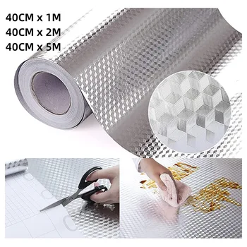 Car Heat Protection Film Oil-proof StickerHeat-resistant Aluminum Foil Wallpaper Self-Adhesive Fireproof Heat Insulation Mat 1