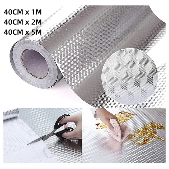Car Heat Protection Film Oil-proof StickerHeat-resistant Aluminum Foil Wallpaper Self-Adhesive Fireproof Heat Insulation Mat 1