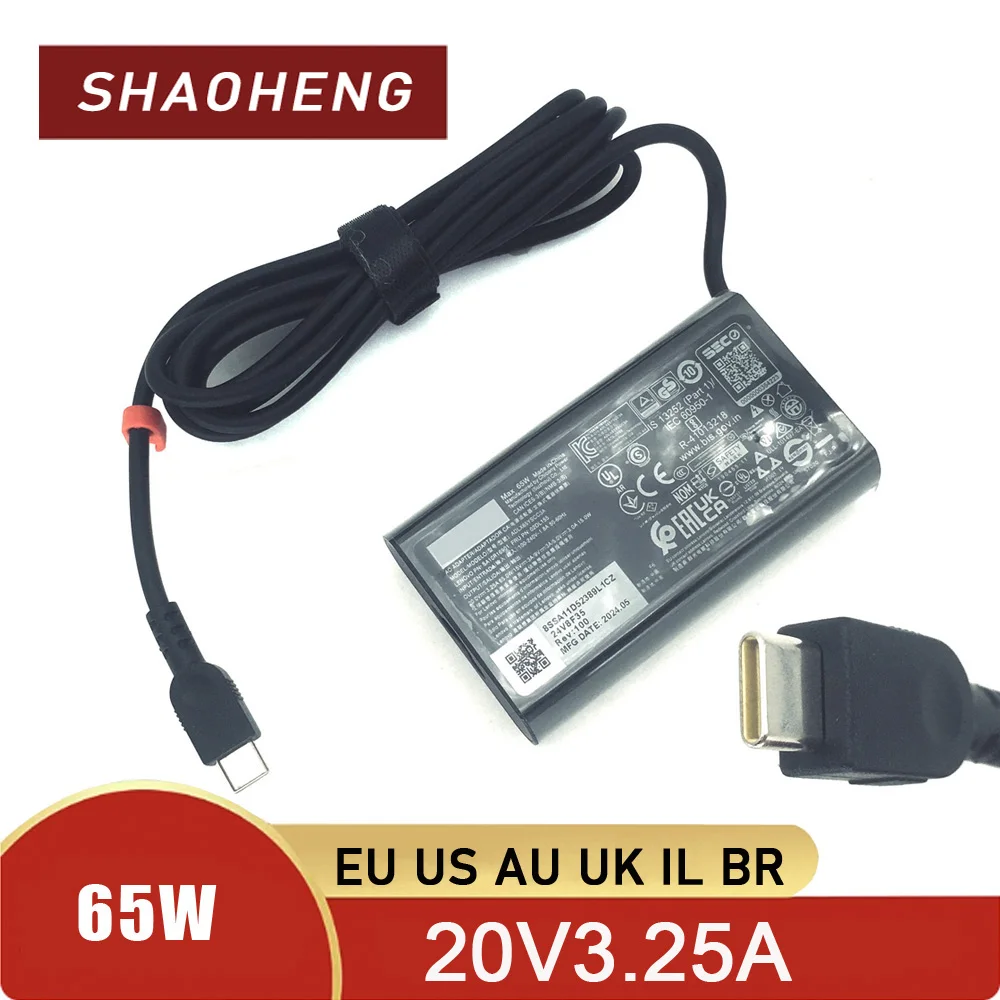 2025 신형 슬림  파워 어댑터 65W 노트북 충전기 USB C 레노버 씽크패드/요가/크롬북 컴퓨터 타입 C 고속 충전