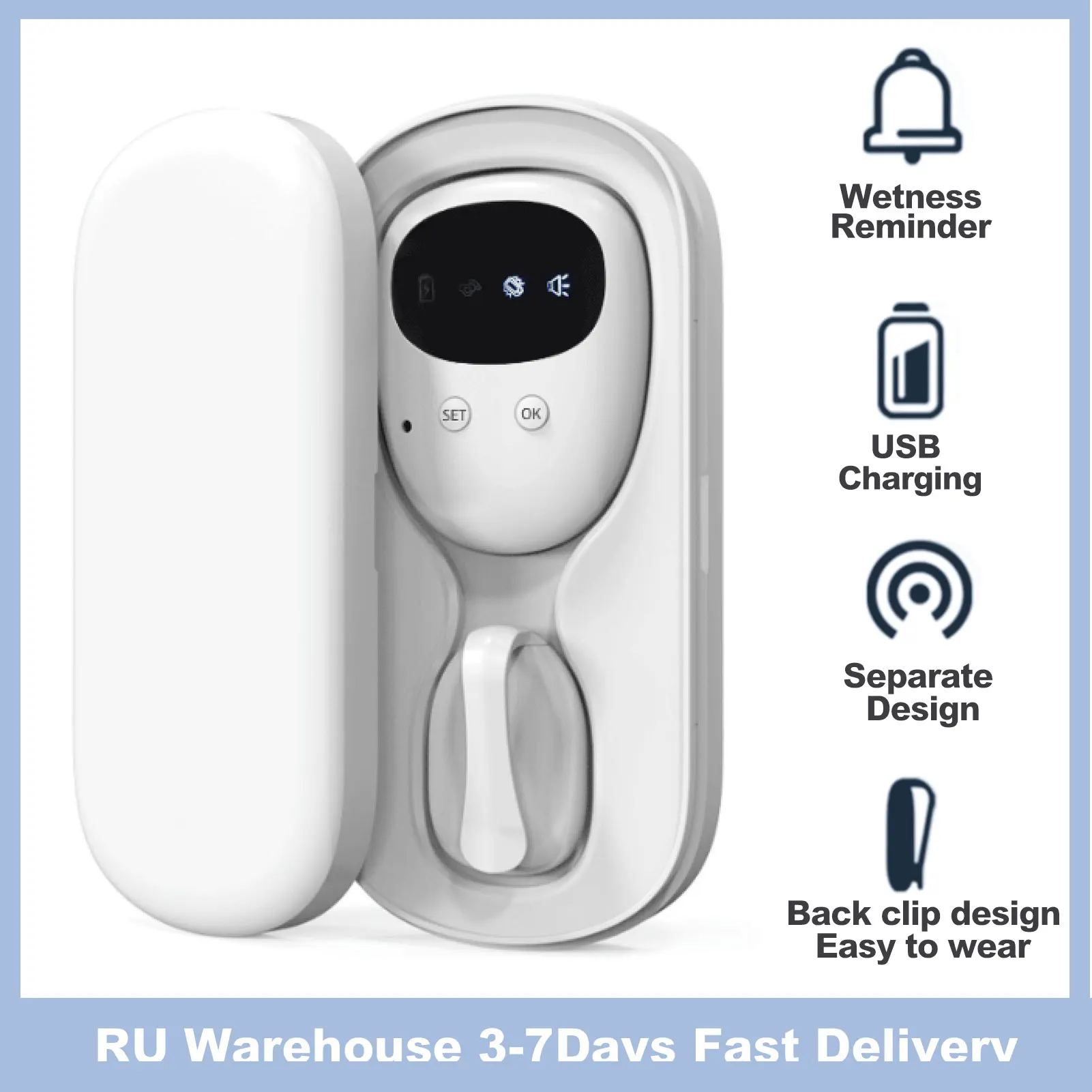 Wireless Bedwetting Alarm Pee Alarm with Receiver for Boys Grils Kids Potty Training Elder Care 10-20M Range Vibration Reminding