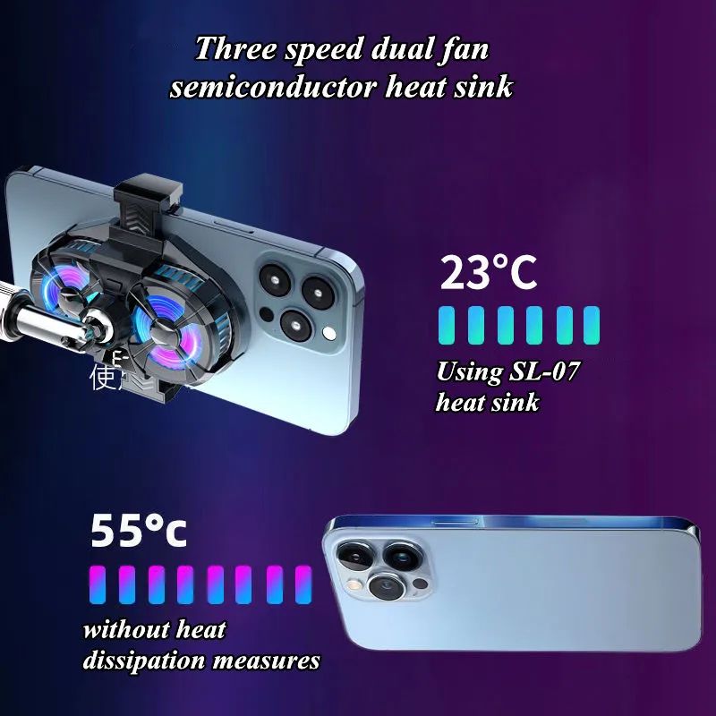 SL07 Mobile Phone Semiconductor Dual Fan Cooling Radiator description image 6