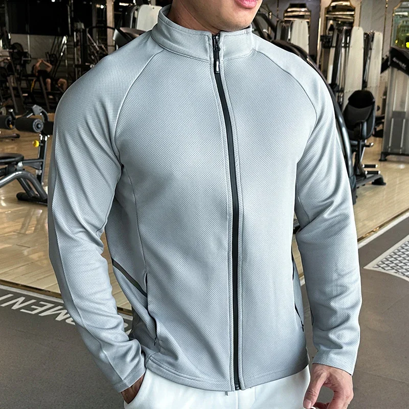 Sports Jacket Plus Size Men's Zip Up Long Sleeve T-shirts Quick Dry Gym Fitness Elasticity