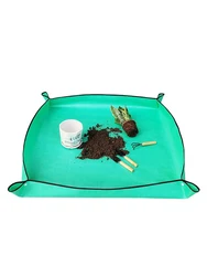 Waterproof Foldable Indoor Garden Mat with Work Gloves for Houseplants and Succulents (Green)