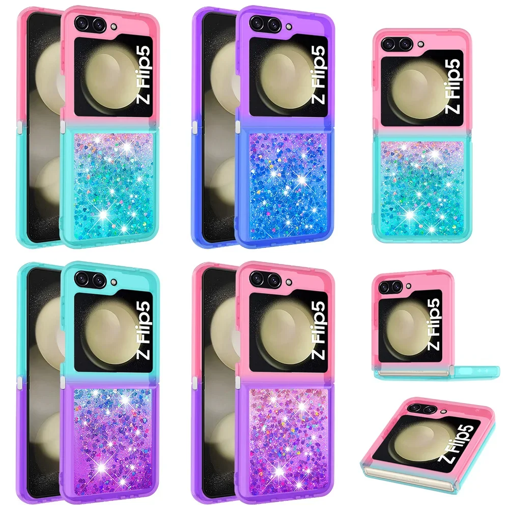 Luxury Glitter Quicksand Gradient Love Heart Bling Case Cover