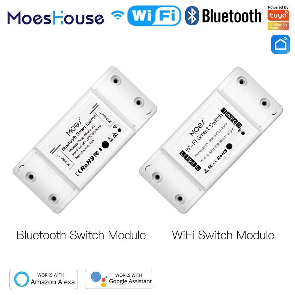 Mouehouse DIY Bluetooth Wi-Fi Smart Light Switch Timer Smart Life APP Wireless Remote Control Works with Alexa Google Home
