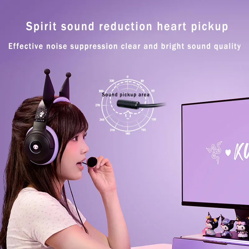 New Original Razer Sanrio Kuromi Edition USB Wired Headset